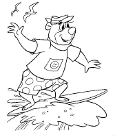 A coloring page of yogi bear